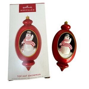 Hallmark Keepsake Ornament 2022 Top Hat Snowman Red & White Christmas Decoration